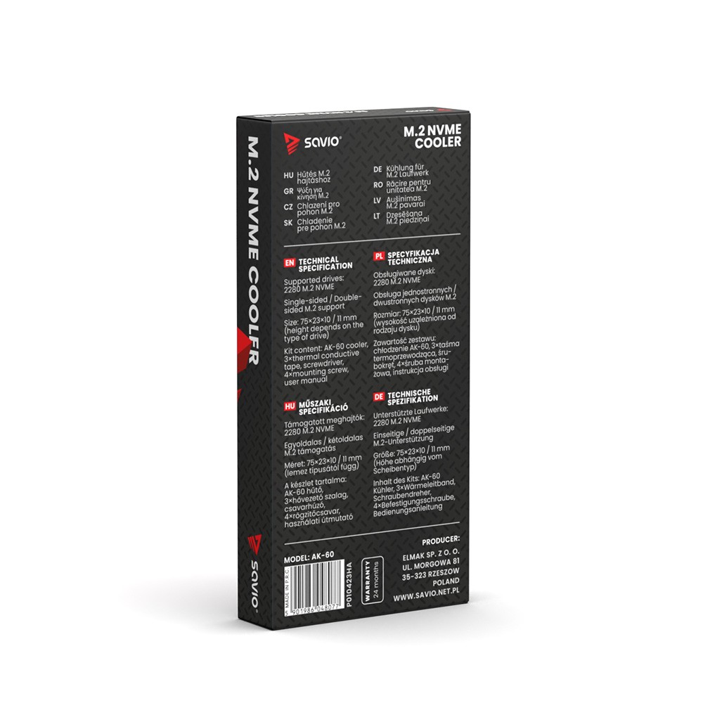 Hladilnik za SSD M.2 NVMe 2280, AK-60 3
