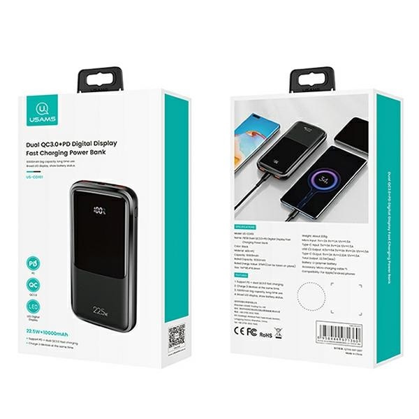 Powerbank 10000mAh PB58, 22.5W PD + QC 3.0 Fast Charge 2