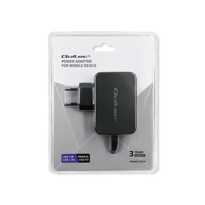 Omrežni polnilnik 65W USB-C PD, 5-20V, 3.3A, črn 5