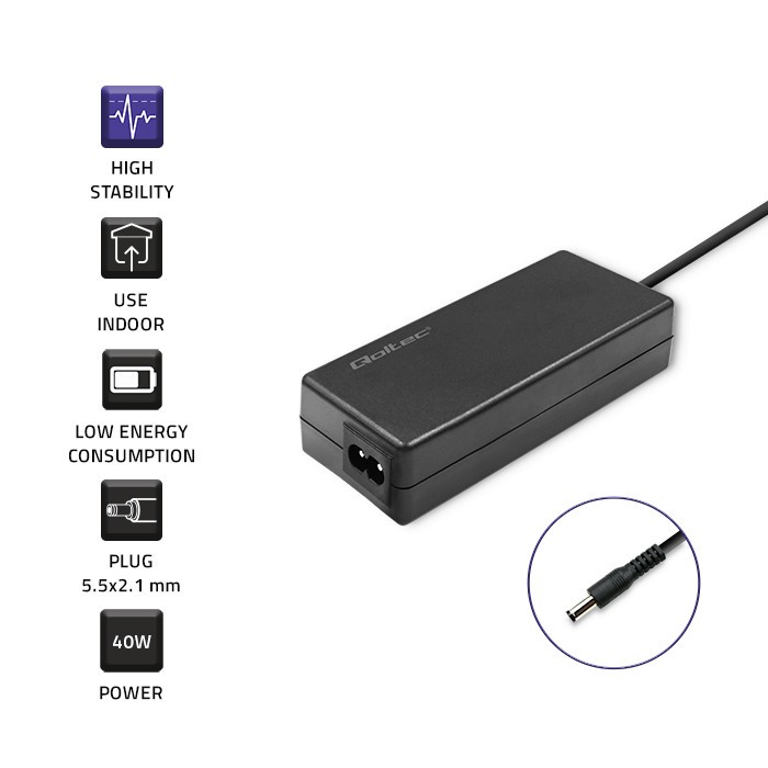 Napajalnik 40W, 12V/3.33A, 5.5x2.1mm, z napajalnim kablom 3