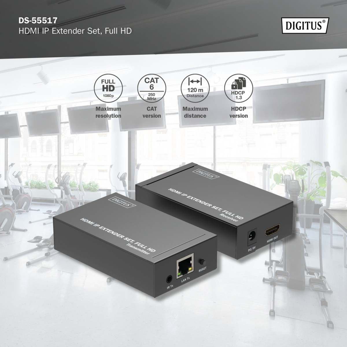HDMI Extender 120m (lokalni), preko Cat.6/6A/7/8, z IR 8