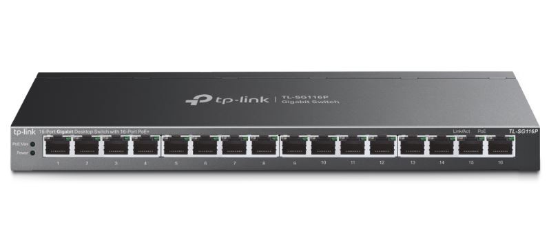 TP-LINK SG116P neupravljani mrežni preklopnik, 16x GE (16x PoE+) 3