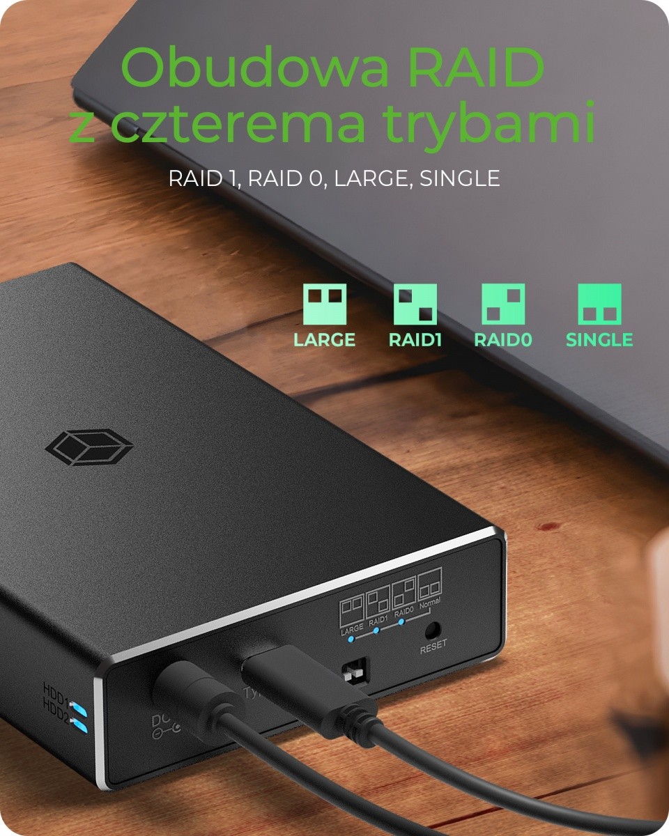 Zunanje ohišje za 2,5" SATA HDD/SSD s funkcijo RAID 5