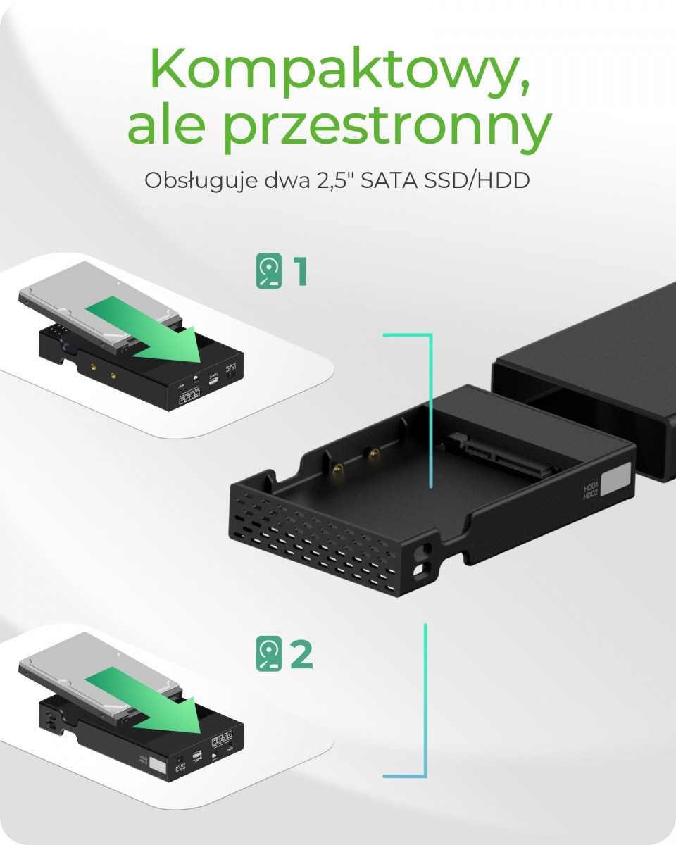 Zunanje ohišje za 2,5" SATA HDD/SSD s funkcijo RAID 6