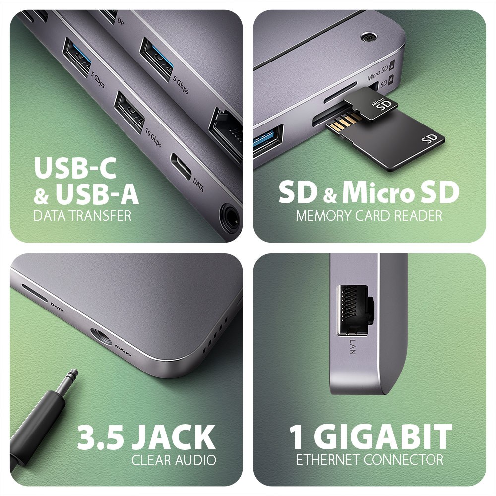 Večportni USB hub 12v1 HMC-12GM2, 10Gbps 3