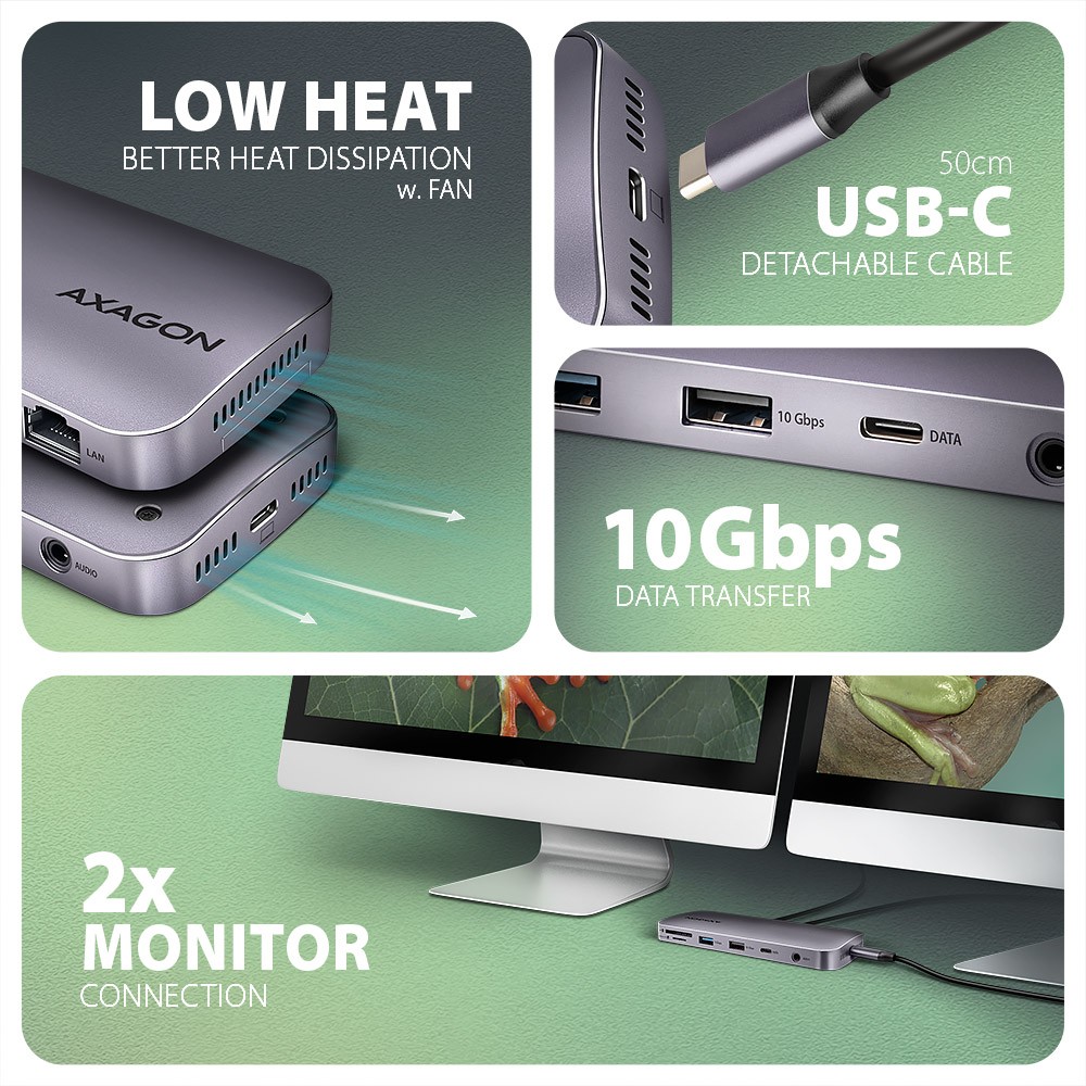 Večportni USB hub 12v1 HMC-12GM2, 10Gbps 5