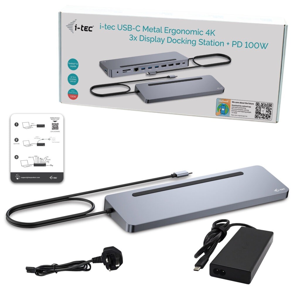 Priklopna postaja USB-C Metal Ergonomic 4K, 3x Display, PD 100W 3
