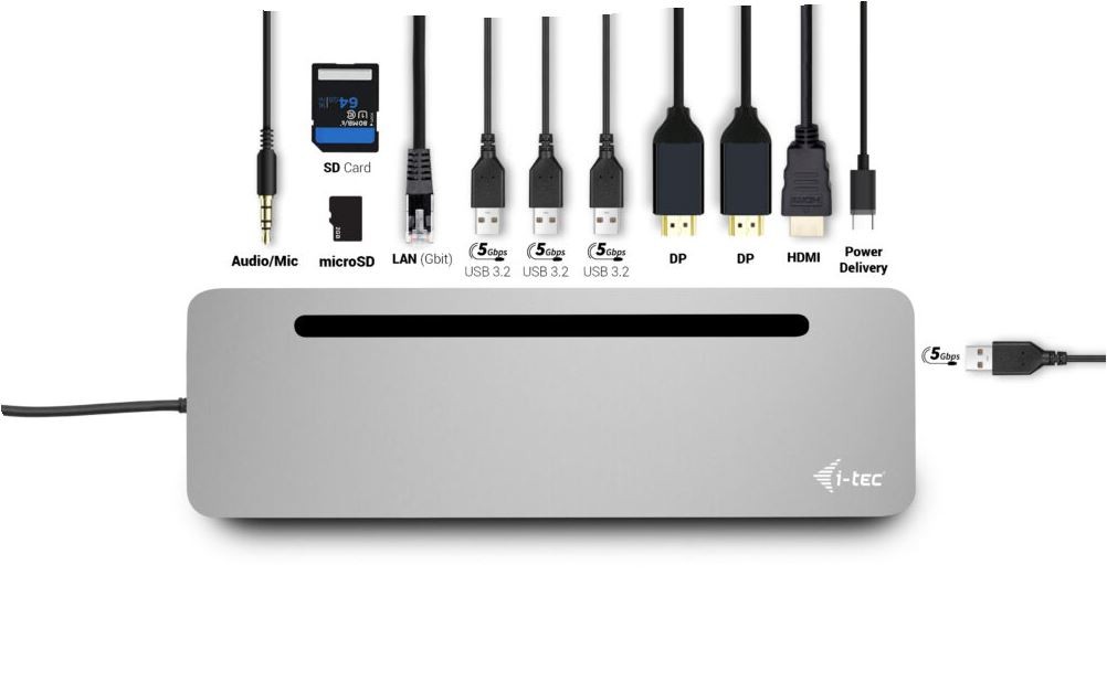 Priklopna postaja USB-C Metal Ergonomic 4K, 3x Display, PD 100W 4