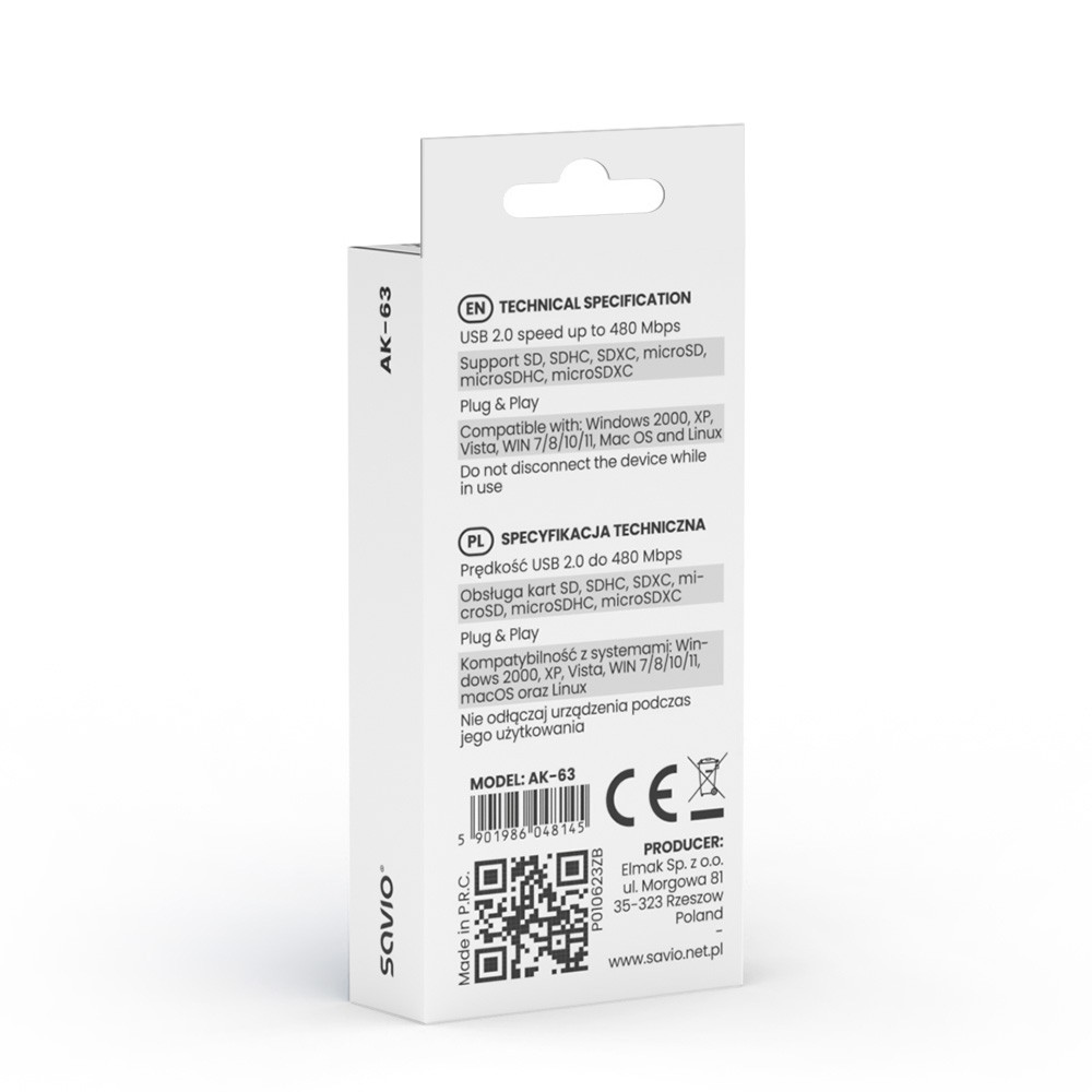 Bralnik kartic SD, USB 2.0 5