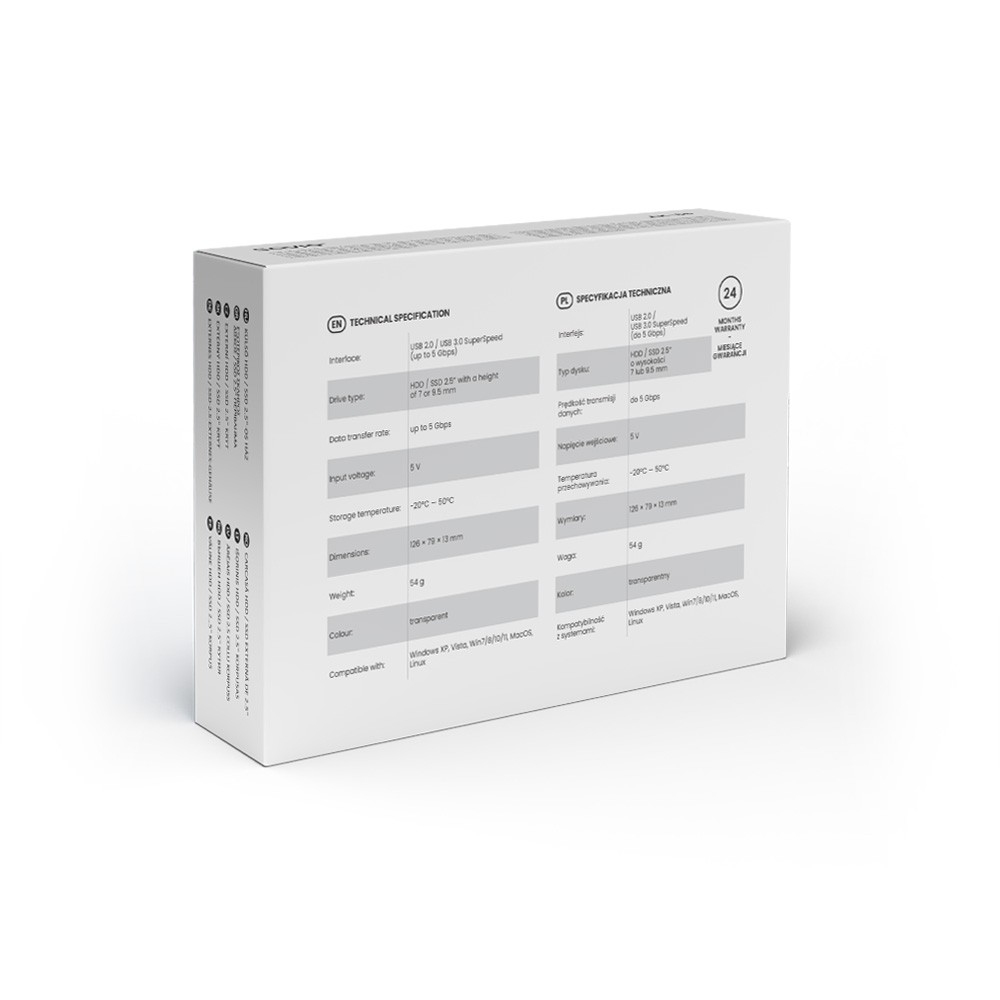 Zunanja naprava za 2.5" HDD/SSD, USB 3.0, prozorna 6