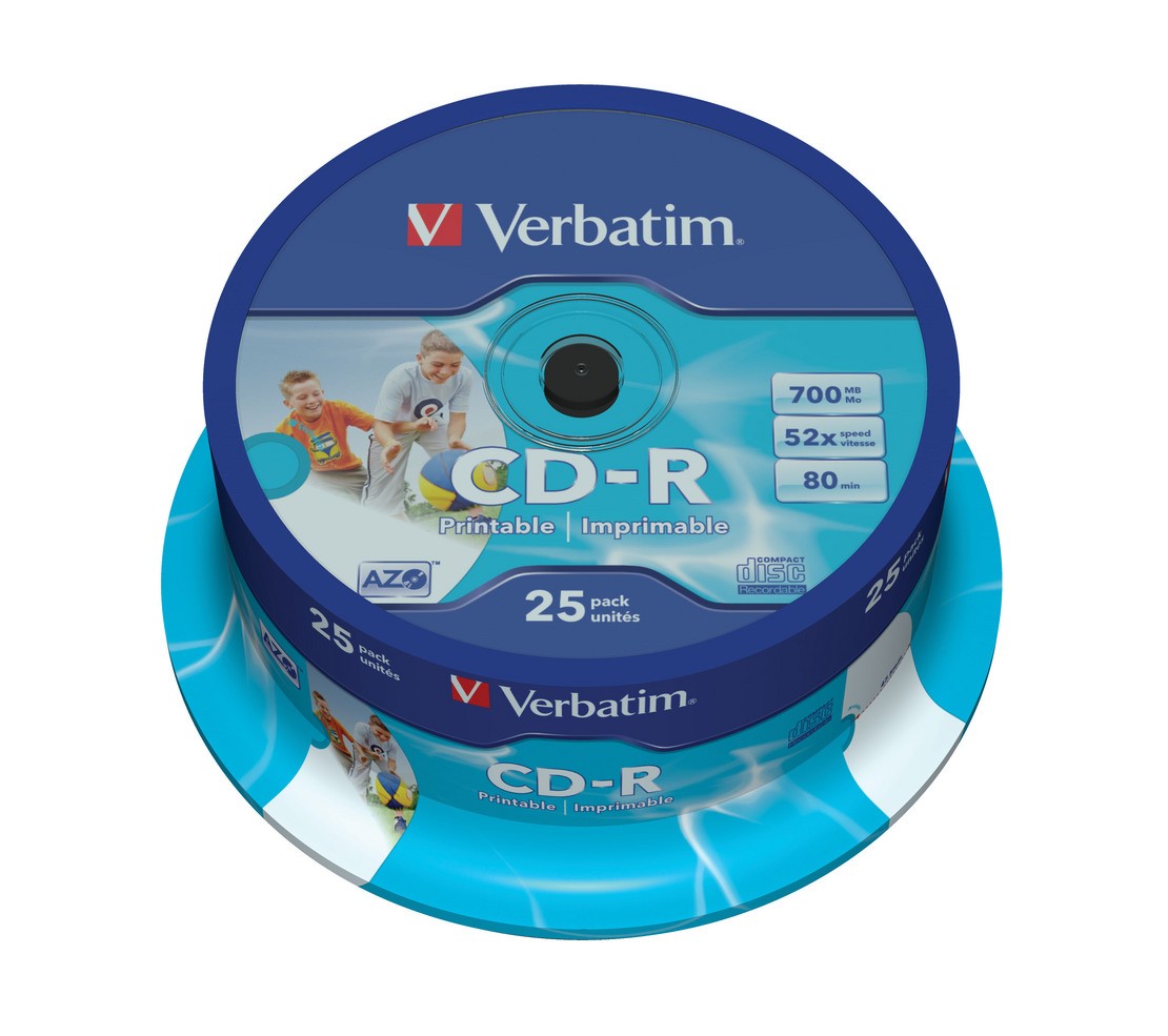 CD-R ploščki, 52x, 700MB, 25 kosov, potiskati