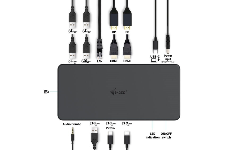 i-tec Pro Dual 4K Docking Station USB-C/Thunderbolt 3 + 100W PD 4
