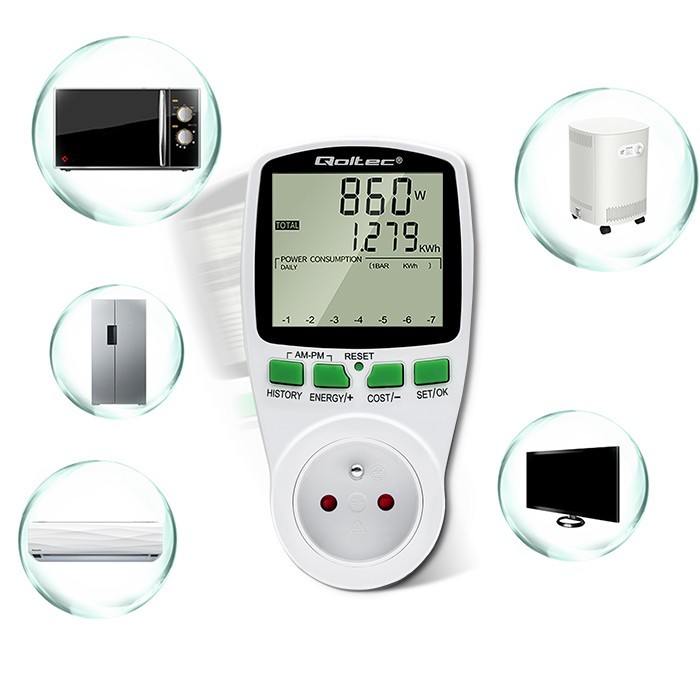 Merač porabe energije PM0627, 3680W, 16A, LCD 3