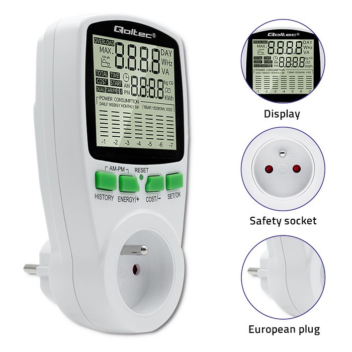 Merač porabe energije PM0627, 3680W, 16A, LCD 6