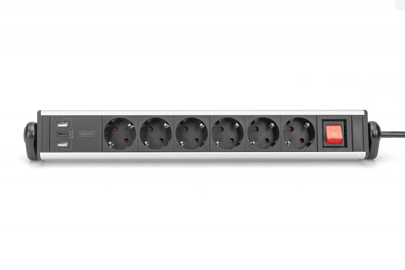 Pisarniška napajalna letev s 6 vtičnicami, 2xUSB-A, 1xUSB-C, aluminij 2