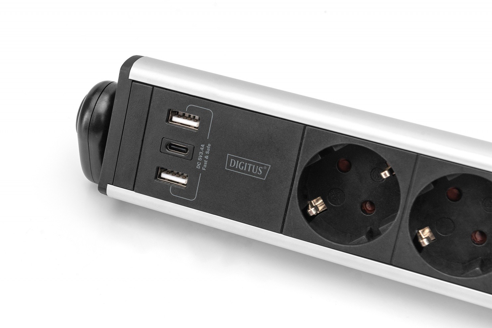 Pisarniška napajalna letev s 6 vtičnicami, 2xUSB-A, 1xUSB-C, aluminij 6