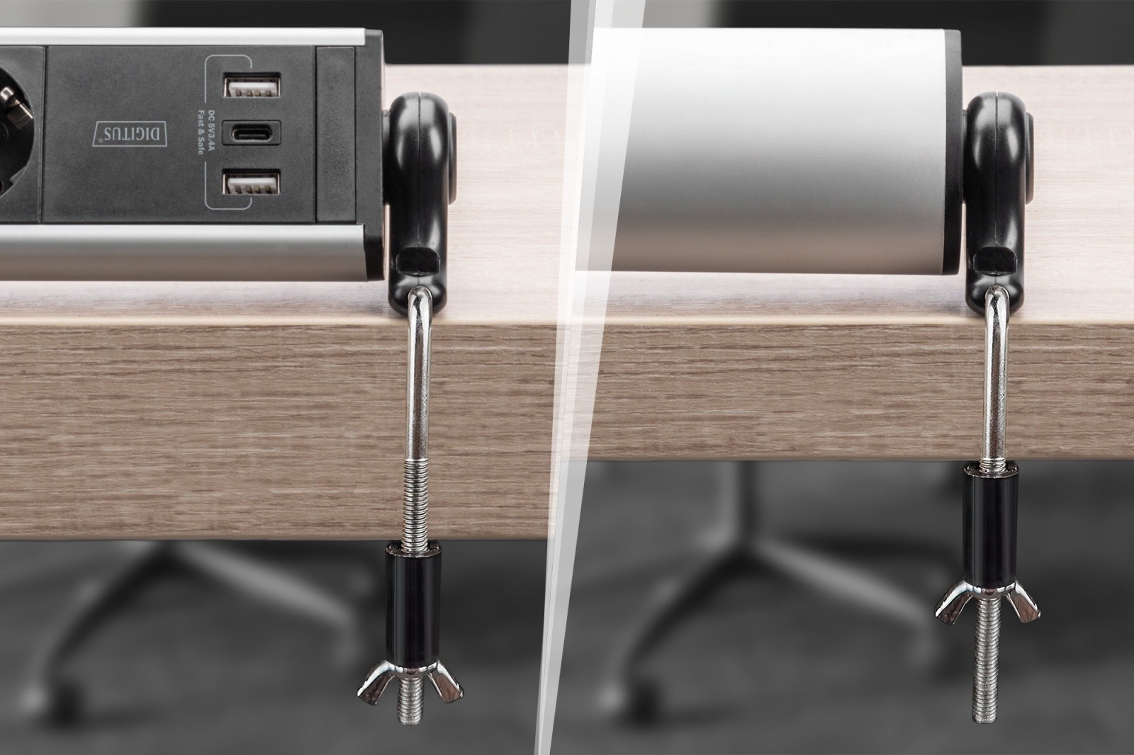 Pisarniška napajalna letev s 6 vtičnicami, 2xUSB-A, 1xUSB-C, aluminij 7