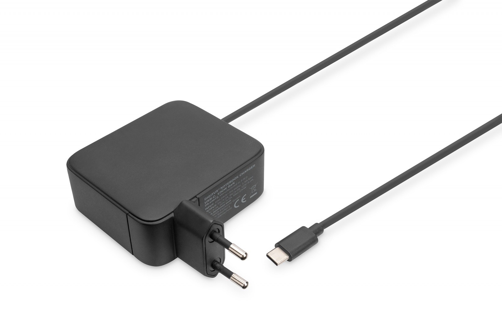 Omrežni polnilnik USB-C PD 3.0 100W GaN, s kablom 1,2 m, črn