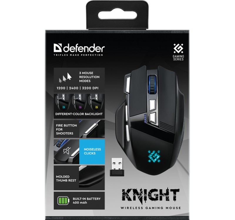 Brezžična gaming miška Knight GM-885, 3200DPI, črna 4