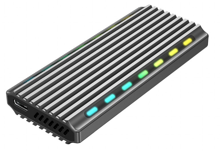 Aluminijasto ohišje za M.2 NVMe SSD z LED in USB 3.1