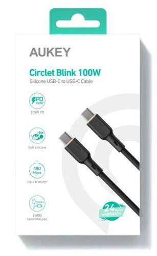 USB-C v USB-C kabel 1m, 100W PD, 5A, silikonski - črn 3