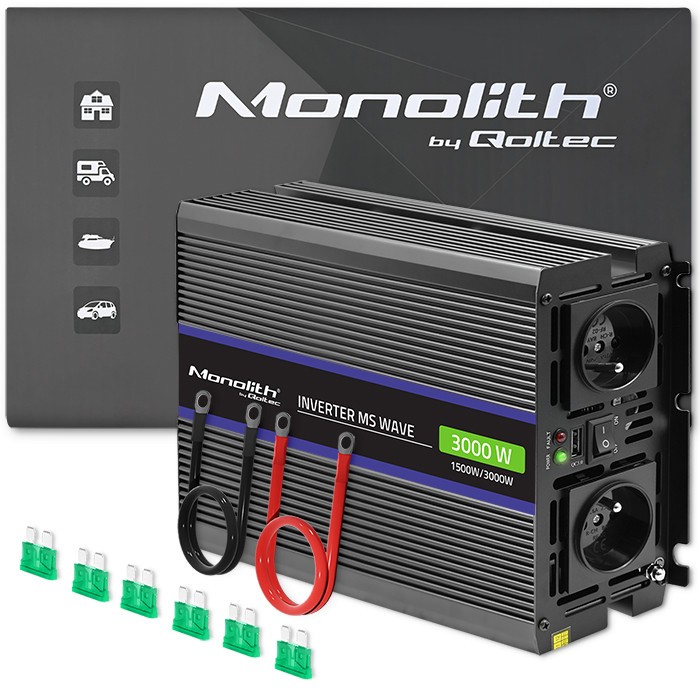 Pretvornik napetosti Monolith 3000W | 12V na 230V | 1500/3000W | USB 2