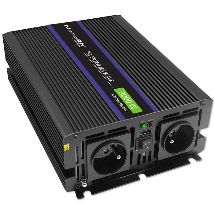 Pretvornik napetosti Monolith 3000W | 12V na 230V | 1500/3000W | USB 3