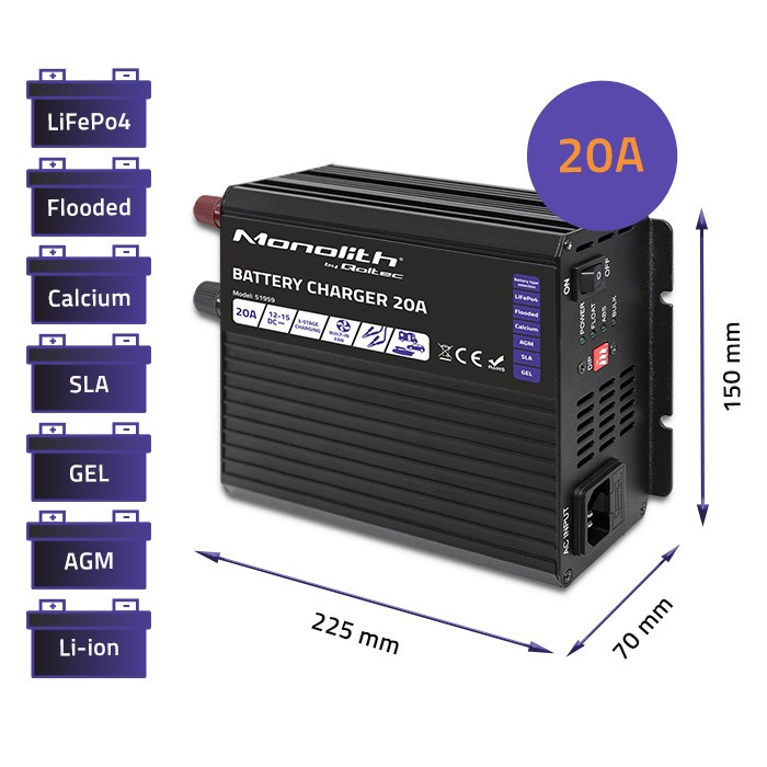 Inteligentni polnilnik Monolith za LiFePO4, AGM, GEL, SLA akumulatorje | 20A | 12V 3