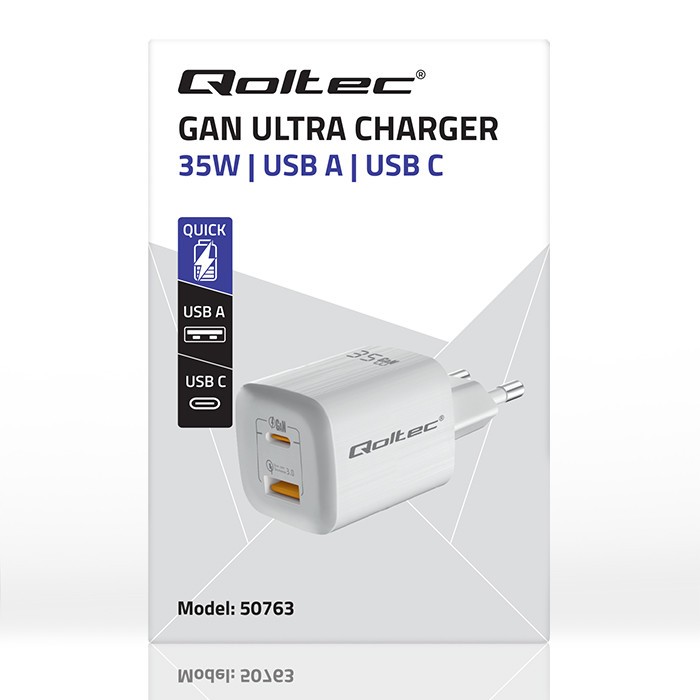 35W GaN ULTRA omrežni polnilnik | USB-C PD | USB-A | Bela 3