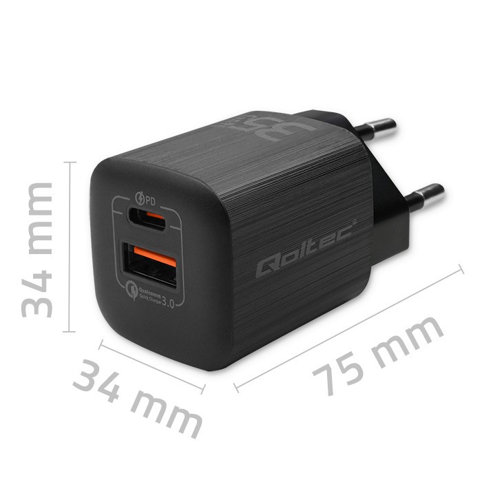 35W GaN ULTRA omrežni polnilnik | USB-C PD | USB-A | Črna 2
