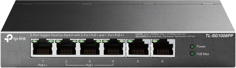 TP-LINK Preklopnik SG1006PP 6GE (3xPoE+, 1xPoE++)