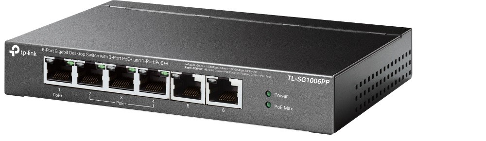 TP-LINK Preklopnik SG1006PP 6GE (3xPoE+, 1xPoE++) 6