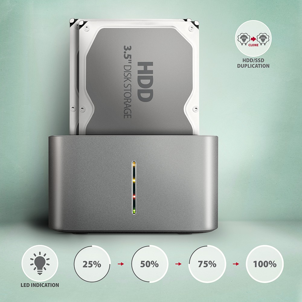 USB 3.2 Gen 1 priklopna postaja ADSA-DC - 2x SATA 6G SSD/HDD 3