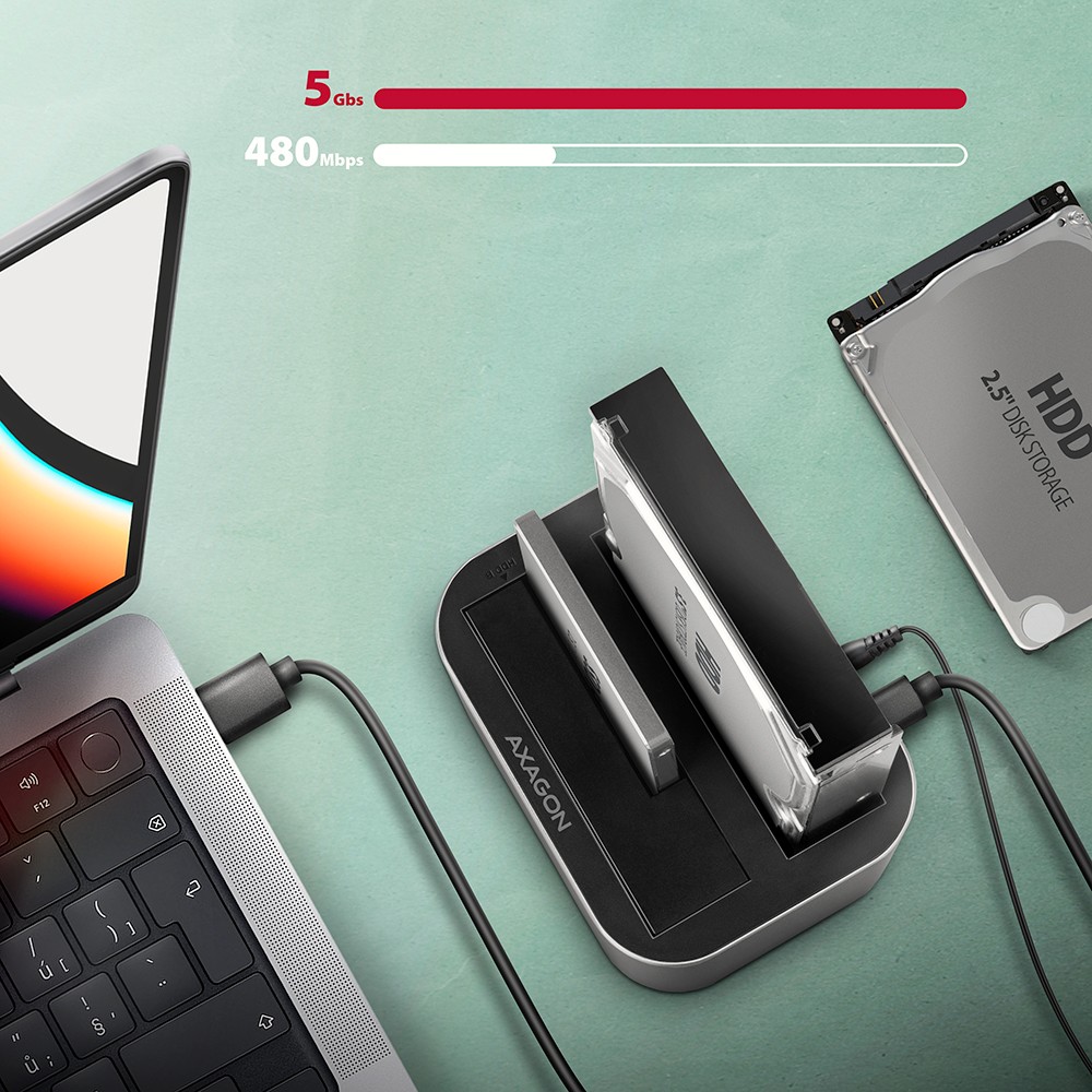 USB 3.2 Gen 1 priklopna postaja ADSA-DC - 2x SATA 6G SSD/HDD 4