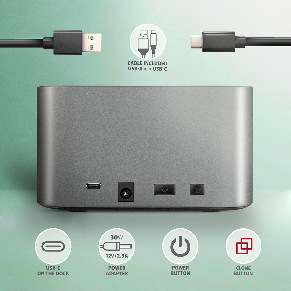USB 3.2 Gen 1 priklopna postaja ADSA-DC - 2x SATA 6G SSD/HDD 7