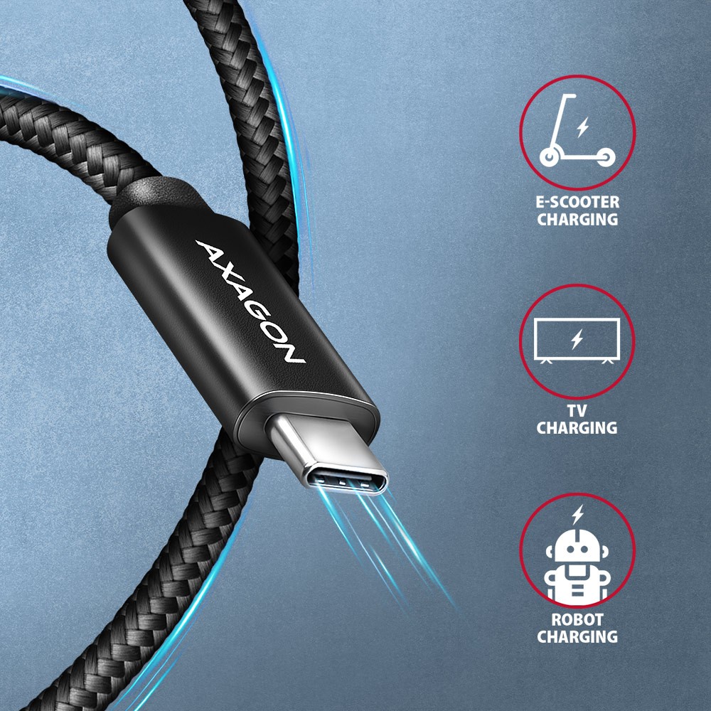 AXAGON BUCM4X-CM10AB Kabel USB-C - USB-C, USB4 Gen 3x2 1m, 240W PD, 8K HD 6