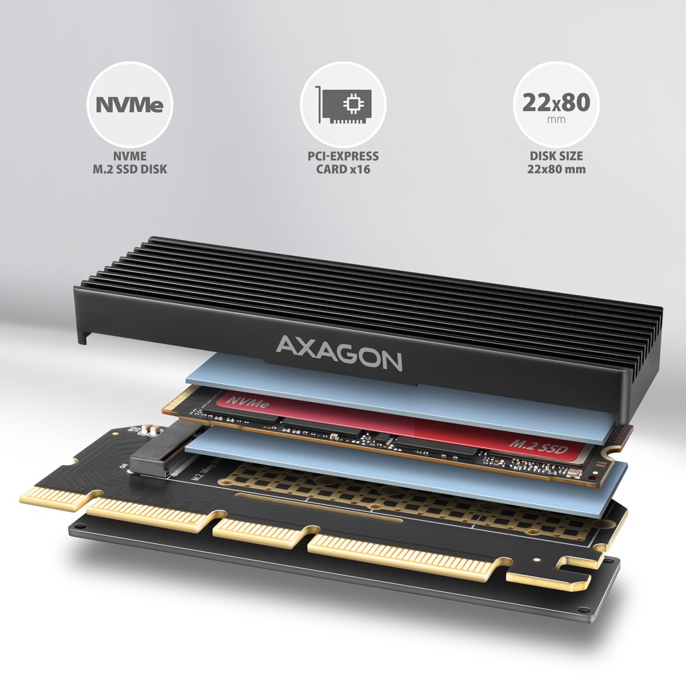 Adapter PCIe x16 za M.2 NVMe SSD PCEM2-XS s hladilnikom 2