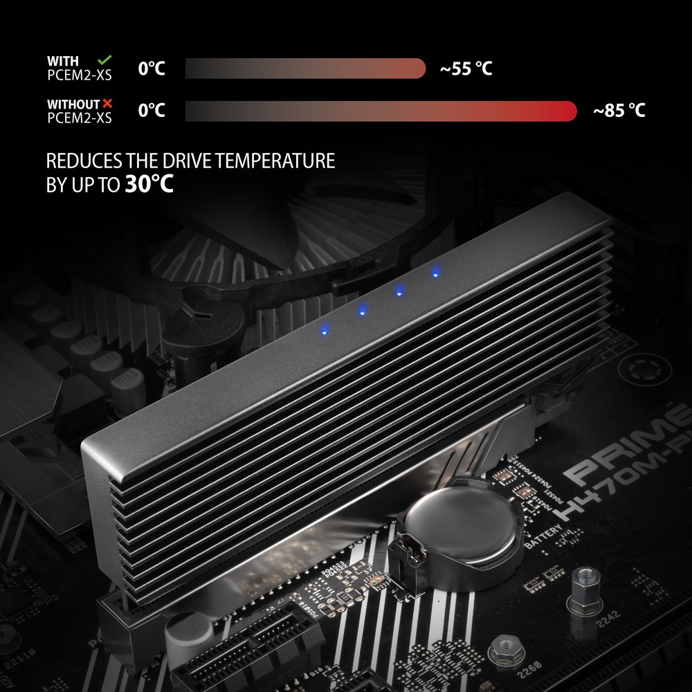 Adapter PCIe x16 za M.2 NVMe SSD PCEM2-XS s hladilnikom 4