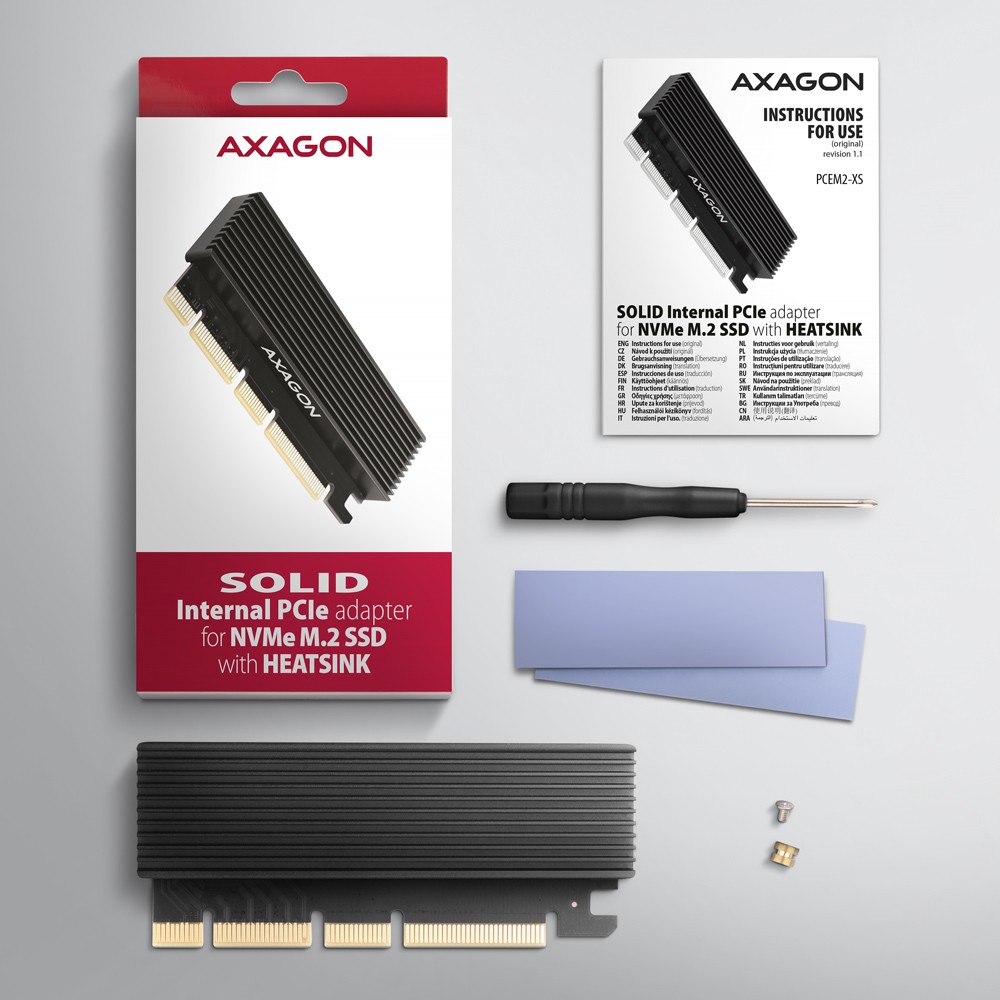 Adapter PCIe x16 za M.2 NVMe SSD PCEM2-XS s hladilnikom 6