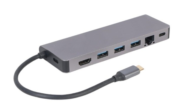 Gembird USB-C Hub: HDMI, GbE, 2x USB-A, čitalnik kartic, PD 2