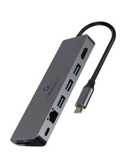 Gembird USB-C Hub: HDMI, GbE, 2x USB-A, čitalnik kartic, PD 3
