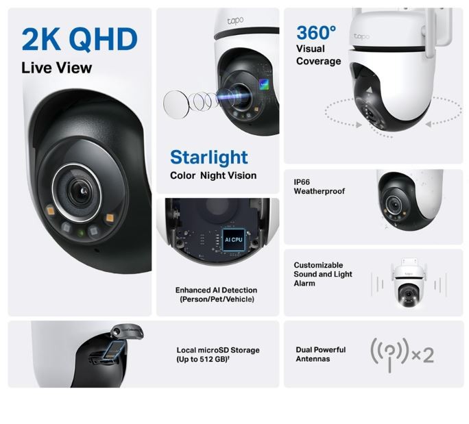 TP-LINK Tapo C520WS zunanja Wi-Fi kamera 2K QHD, vrtenje/nagib 2