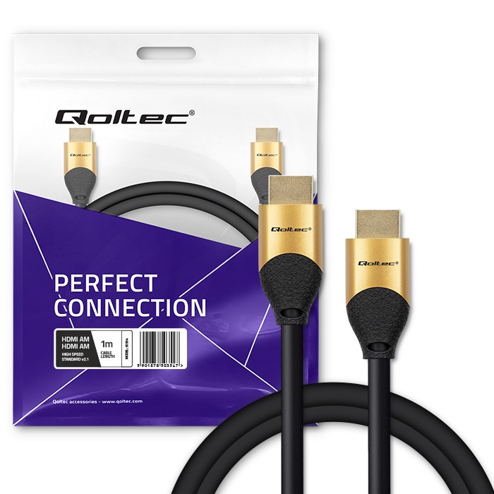 HDMI kabel v2.1 Ultra High Speed 8K, 60Hz, 30AWG, 1m, zlat 4