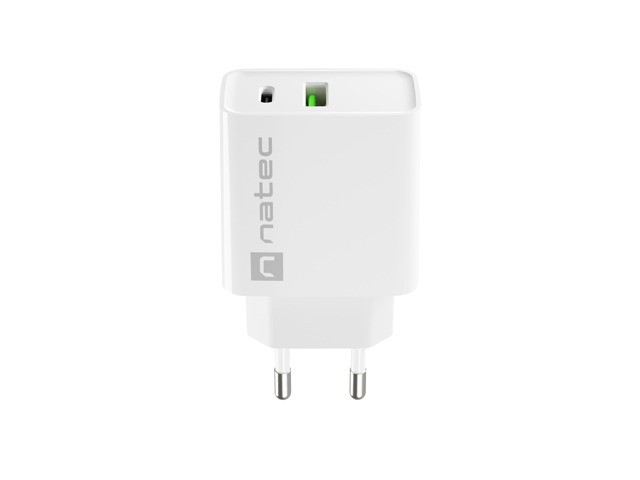 Mrežni polnilnik Ribera 1x USB-A + 1x USB-C, 20W, bel 5