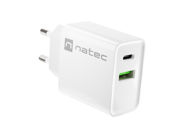Mrežni polnilnik Ribera 1x USB-A + 1x USB-C, 20W, bel 6