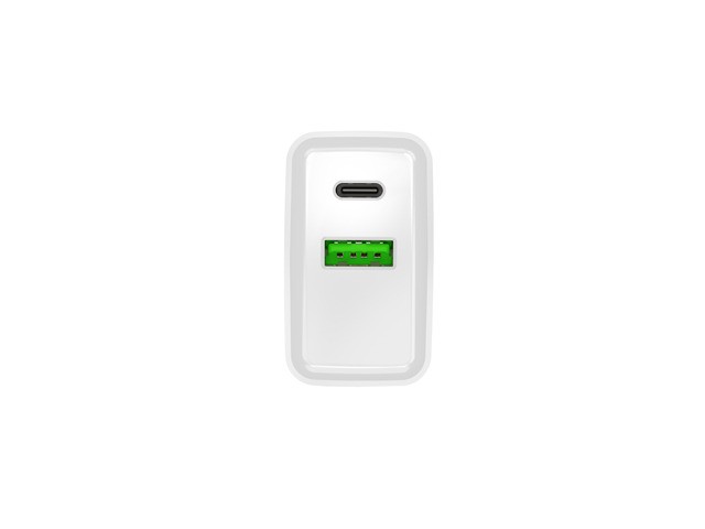 Mrežni polnilnik Ribera 1x USB-A + 1x USB-C, 20W, bel 7