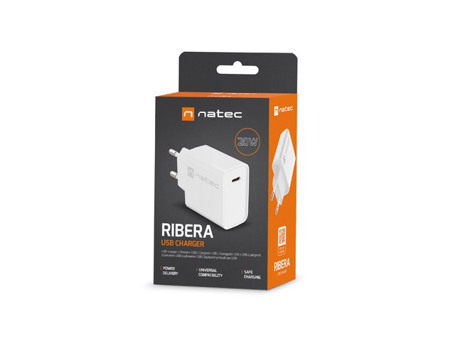 Mrežni polnilnik Ribera 1x USB-C, 20W, bel 8