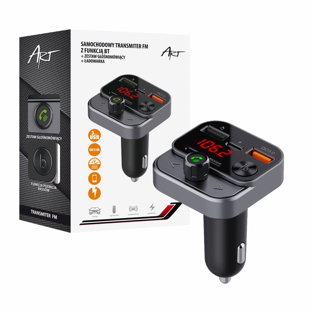 Avtomobilski FM oddajnik MP3 z BT, USB LCD FM-84B QC3.0 3