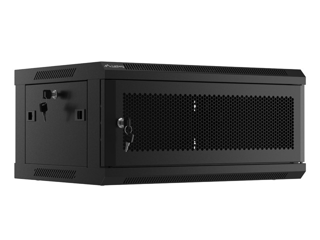 19" stenska omara 4U 600x450 perforirana vrata (črna, flat pack)