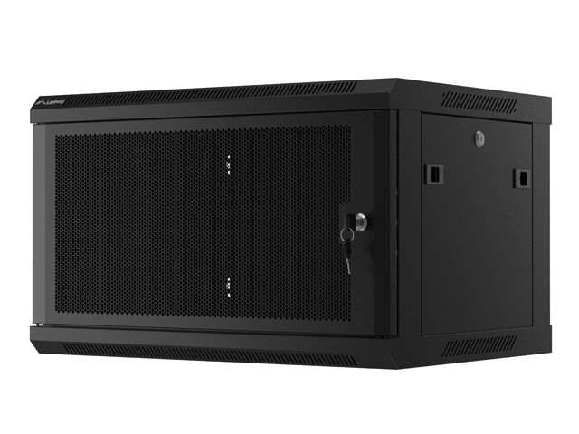 19" stenska omara 6U 600x450 perforirana vrata (črna, flat pack) 3